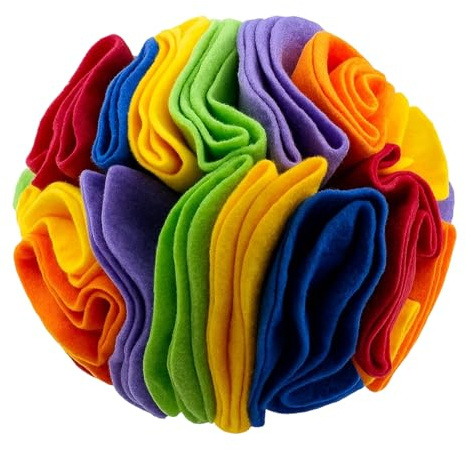 Qnvyw Schnüffelball für Hunde – Intelligenzspielzeug mit Leckerlis, Förderung der geistigen Auslastung & als Langsamfütterer, 10 cm, Regenbogenfarben, für kleine & mittlere Hunde