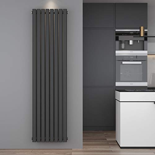 ELEGANT Design Röhren Heizkörper Vertikal 1800x475mm Anthrazit Oval Paneelheizkörper Mittelanschluss Doppellagig