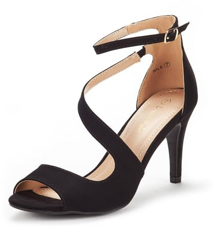 DREAM PAIRS Women's NILE Fashion Stilettos Open Toe Pump Heel Sandals,Size 8.5,Black,NILE