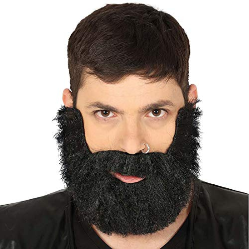 NET TOYS Falscher Bart Biker | Schwarz, auftoupiertes Haar | Stylisches Männer-Kostüm-Zubehör Backenbart Rocker geeignet für Kostümfest & Mottoparty