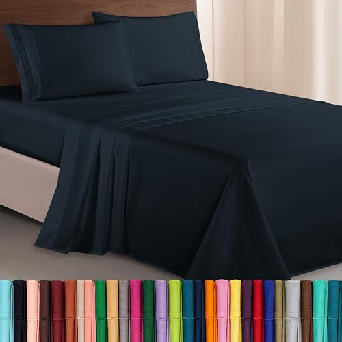 Elegant Comfort Lussuoso Set di Lenzuola 1500 in Microfibra di qualità alberghiera, Tre Linee, Ricamate, morbide, 4 Pezzi, Resistente alle Pieghe e allo sbiadimento, per Letto Matrimoniale, Colore