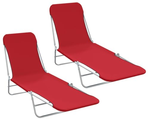 vidaXL 2X Sonnenliege Klappbar Rot Gartenliege Liegestuhl Relaxliege Liege