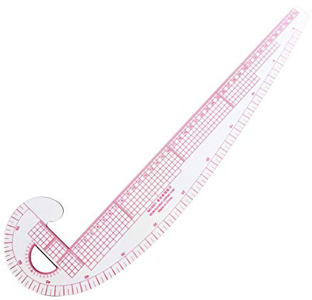 Righello da cucito curvo in plastica francese, multifunzione 6501, per vestiti, 360 tacche, trasparente