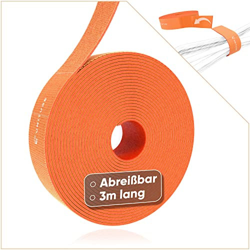 Klettband Kabelbinder Klett [Wiederverwendbar] 3m x 15mm Klettverschluss & Klett Kabelbinder für Kabelmanagement - Klettkabelbinder & Klettbänder - Cable Ties & Zip Ties für Büro, Haushalt & Outdoor