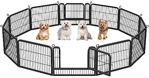Yaheetech Heavy Duty Dog Pen Indoor/Outdoor, 12 Panels, 80x60 cm W/H, Black
