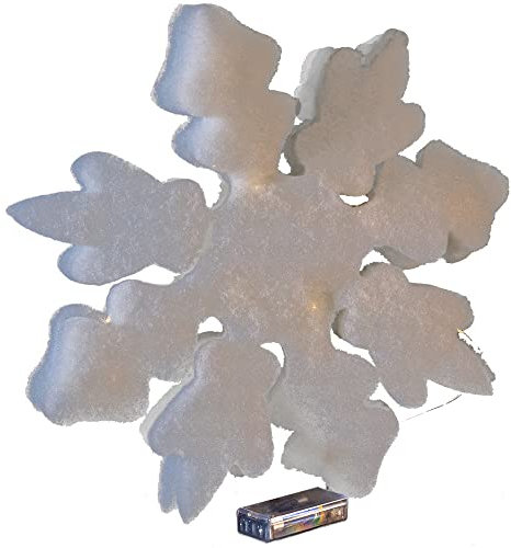 Riffelmacher LED Eisstern mit Minilichterkette 30 cm 68302 | Weiß - Beleuchtbare Winterdeko Eiskristall Eisblume Weihnachten Timer