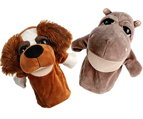 Jacootoys Tier handpuppen Theater Weiches Set mit beweglichem Plüsch offenem Mund Fantasievolles Rollenspiel Spielzeug 3+ Geschenk für Jungen Mädchen