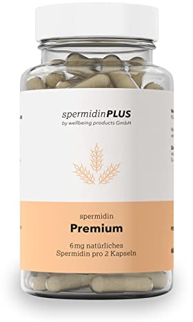 PREMIUM Spermidin Kapseln hochdosiert - 6,0 mg Spermidin pro Tagesdosis | Höchster purer Spermidingehalt | Apothekenqualität | Natürliches Weizenkeimlingspulver | 100% vegan