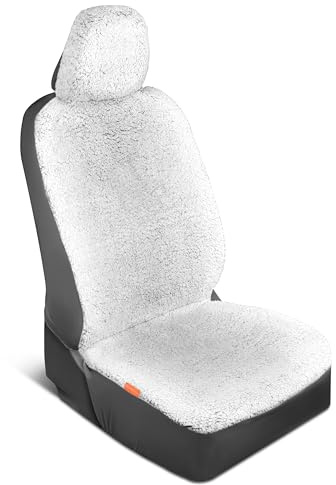 Carbella Plüsch-Sherpa-Fleece-Autositzbezug, 1 Stück, Grauer Sitzbezug für Autos mit weicher Polsterung, niedlicher Auto-Innenschutz für LKWs, Van, SUV