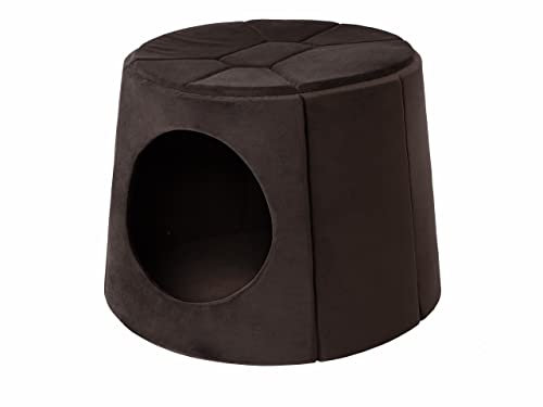 DOGGY Hundehöhle Hundebett Katzenbett Hundehütte Haustierbett Hundehaus Hundeliegen Hundesofa Korb Sofa Hundekissen Schlafplatz, Braun, 1: ∅60 x 45 cm