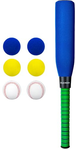 CeleMoon 22 Inch Kids Foam Soft Baseball Bat Toys with 6 Balls for Kids Toddlers Youths Outdoor Indoor Sport T Ball Game Playing, Blue