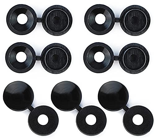 Qrity 50PCS Black Screw Caps, Plastic Hinged Screw Cover Caps, M3.5/M4 Decorative Cover for Furniture, Wardrobe, Cabinet