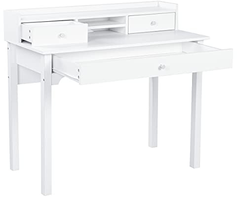 MEUBLE COSY Bureau avec Rangement et 3 Tiroirs Coiffeuse Table d'ordinateur Enfant Postes de Travail informatiques en Bois, Blanc, 100x50x90,5cm