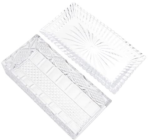 Cabilock Caja de Vidrio para Almacenar Mantequilla Tapa Rectangular Material para Cocinas Fiestas Banquetes