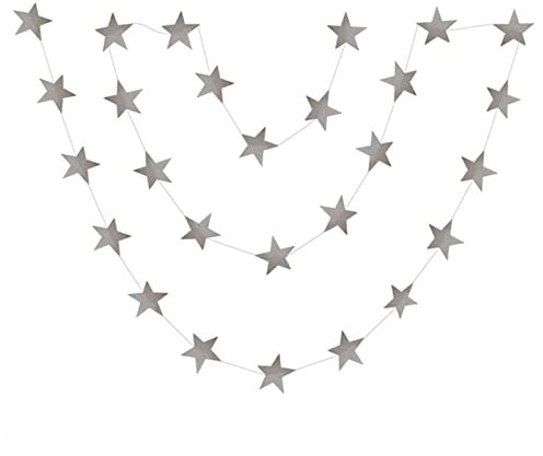 Wimpelkette Outdoor 4m 7/10 cm Glänzende Sternpapier Hängende Girlande Gold Silber Farbe Flagge Duschraum Hochzeit Ornamente Wimpelkette (Color : S02 Silver, Size : 7cm Star)