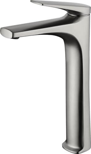 MICE - Grifo monomando con caño alto para lavabo, Cuerpo de grifería en acero S.316, máxima calidad anticorrosión y alta resistencia Griferia Alta de lavabo Acero Inox. Cepillado