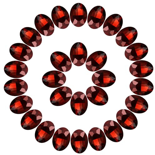 Oval Rhinestones Burgundy Glass Crystal Point Back Rhinestones for Craft, Jewelry Making 10x14mm 50Pcs