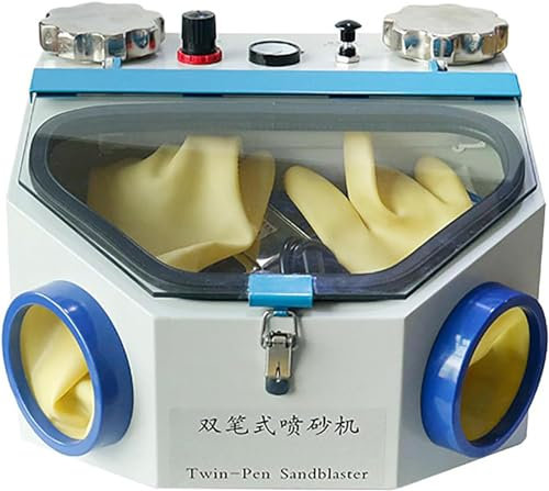 McbeAn Sandstrahl-Staubsammler, Dentallabor-Staubbox Mit LED-Lichtquelle, Doppelfiltersystem/0,3–0,4 MPA Lufteinlassdruck/durchlässiges Gehärtetes Glas, Für Schmuckherstellung/Holzbearbeitung