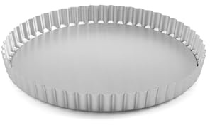Chabrias Ltd Professional Silver Aluminium Loose Base Fluted Flan Tin, Tart and Quiche Tin (8)