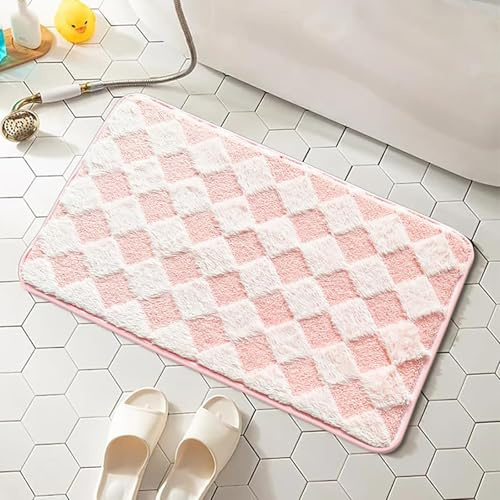 APROPHIC Badezimmerteppich Duschvorleger für Badezimmer Badvorleger rutschfest Waschbar Pink Badematte Absorbiert Wasser Teppich Badezimmer, Geeignet für Badezimmer, Badewannen, unter Türen 50x80 cm