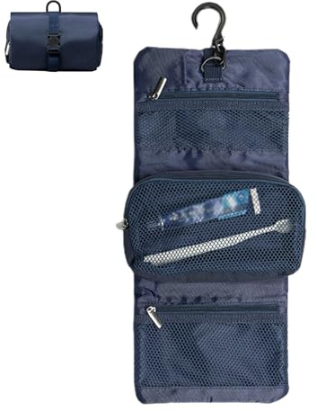 higiénica para Hombre, de Aseo de Viaje para Hombre - de Viaje para Afeitado - de Viaje Plegable para Afeitado, Estuche Organizador de artículos de Aseo Resistente al AC, Azul