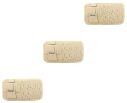 SOLUSTRE 3St Notizhalter-Clip Autosonnenblende-Organizer Auto Innenraum Aufbewahrungstasche Aufbewahrung der Sonnenblende im Auto Visier für Autotaschentuchhalter auto brille klemme Beige