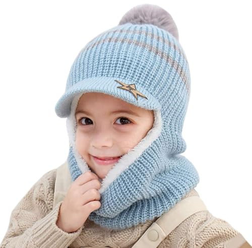 Kinder Wintermütze Schals Ohrenklappe 2 In 1 Jungen Mädchen Kleinkinder Beanie Warme Mütze Mit Ohrenklappen Kinder Mütze Schal Set Winter Mützen Mädchen 2-6 Jahre