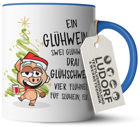 #teamludorf Cambridge Tasse Cambridge - Glühwein Aufdruck, Weihnachtsbaum, Mütze - 300 ml Keramiktasse, hochwertiger beidseitiger Druck, mikrowellengeeignet, Geschenk für kalte Tage