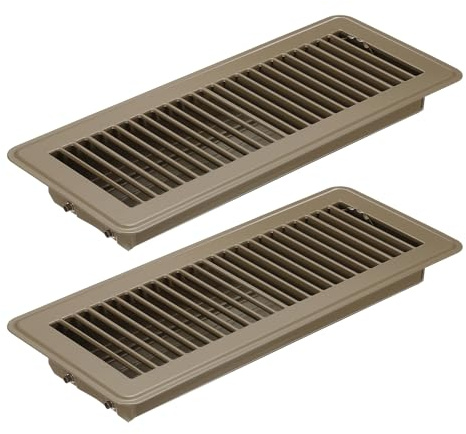 PATIKIL 12 X 4 Pulgadas Rejilla de Suelo, 2 Piezas Cubierta de Ventilación de Aire Resistente de Acero Ajustable Decorativa Rejillas de Suelo Fáciles de Ajustar, Marrón