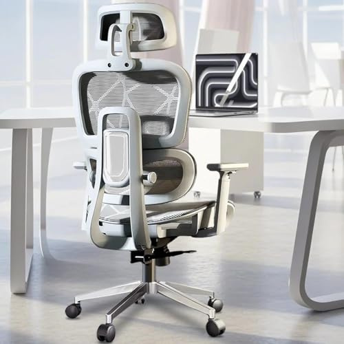 XUEGW Ergonomisk Kontorsstol,Gamingstol med Högt Ryggstöd och,3D-armstöd och Justerbart Huvudstöd,Bekväm Datorkontorsstol med Vippfunktion för Hemmakontor(Grå)