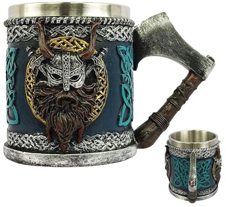 450ml Stainless Steel Horn Skull Beers Cup|vik-ing Beer Mug 8.9x10.7x15.5 Cm Gothic Stainless Steel Mug for Coffee 328g Medieval Beer Stein Mugs for Beverage for Family Gatherings, Friend Parties