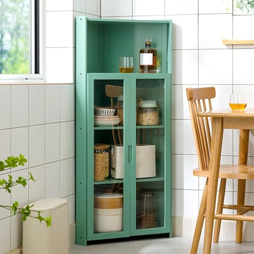 Eckregal Vertikales Weinregal Bambus Weinaufbewahrung Bodenständer Weinschrank Hohe Tragfähigkeit Wohnzimmer Vitrine Sammlerdisplay Küche & Bar Möbel (Grün)
