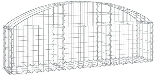 Nqyjm Recinzione in Maglia da Giardino Cesto di gabbioni Arcuato 150x30x40/60 cm Ferro Zincato, Gabbie per Pietre per Terrazza Esterna Prato Decorativo