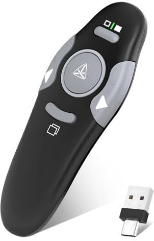 Wireless Presenter Remote Clicker for PowerPoint Presentations (Black, Wireless)