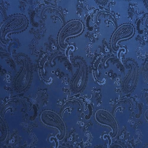 Paisley Jacquard Fabric Polyester Lining Material, Decorative Pattern Fabric for Dresses, Suit Lining, Curtains & Upholstery | 48 - 147 cm Wide (per Metre, Royal Blue)