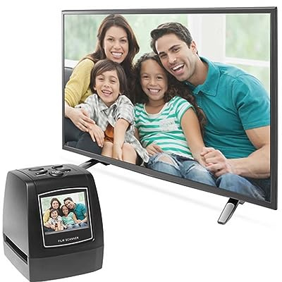 EIMSOAH Filmscanner, 5 MP Digitaler Diascanner mit 2,36-Zoll-TFT-LCD-Bildschirm für 35-mm-135-mm-Farb-Schwarz-Weiß-Negative und Dias, Vorschau-Wiedergabebearbeitung, kein Computer