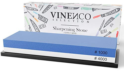 Schleifstein Messer 1000/4000 Profi Set - Whetstone Messerschärfer mit Rutschfestem Halter + Schleifanleitung | Grob & Fein Universal Abziehstein, Schere Manuell Schärfen, Wetzstein Sharpening Stone