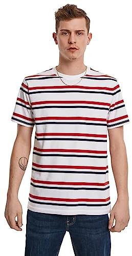 Urban Classics Hombre Yarn Dyed Skate Stripe tee Camiseta Not Applicable, Multicolor (White/Red/Midnightnavy 02053), X-Large