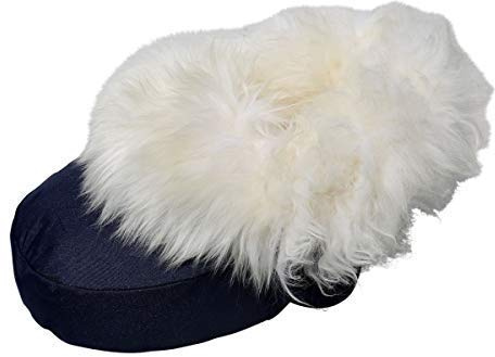 Lammfell - FUSSWÄRMER kuscheliges Merino Schaffell Naturfell Blau/Weiß