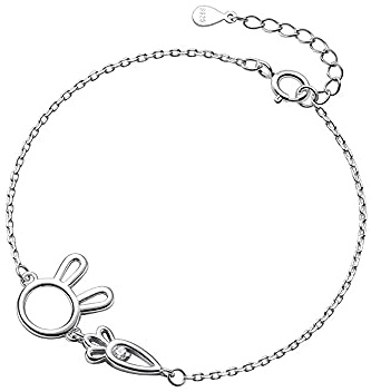 Belons Damen Armband 925 Sterling Silber Zirkonia Hase Karotte Charm Armband Mädchen Armkette Armkettchen Kinder Fußkettchen