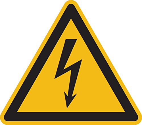 Dreifke® Warnschild, Warnung vor elektrischer Spannung W012 (Blitzpfeil) DIN EN ISO 7010 Magnetfolie gelb/schwarz 10
