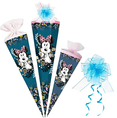 alles-meine.de GmbH Schultüte - - Minnie Mouse 35-85 cm Größe wählbar inkl. Tüll Schleife - Zuckertüte - Tüllabschluß/Filzabschluß - eckig/rund - Mädchen - klein & gr..