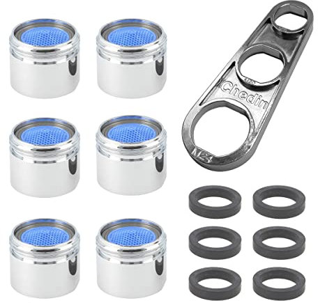 M18/M20/M22/M24/M28 Strahlregler Mischdüse Luftsprudler, 7-teiliges Set Wasserhahn Bubbler, Mischpatrone Armaturensieb, Honeycomb Auslauf des Wasserhahns verchromt - Außengewinde (M18*6+Schlüssel)