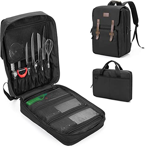 samdew Large Chef Backpack & Knife Bag, Knife Backpack and Chef Bag with Lock Hole, Knife Carrier Chef Utensil Case with Multiple Pockets & Slots for Kitchenware, Patent Design (Knife Not Included)
