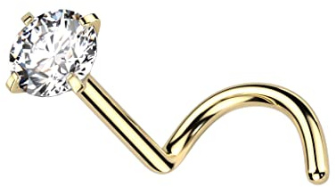 PiercedOff 1mm Titanium Nose Screw with a CZ Gem