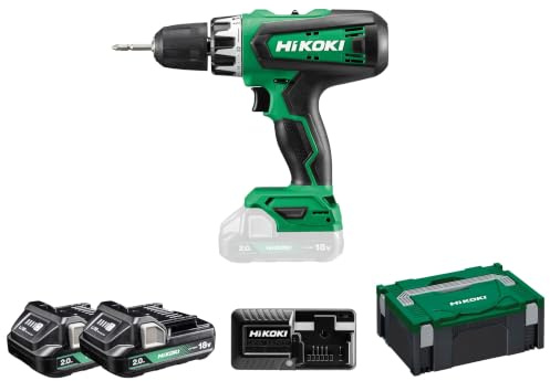 Hikoki DV18DFWQZ Perceuse combinée à batterie au lithium, 2 chargeurs, 18 V, 50 Nm