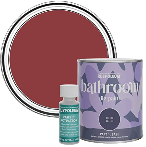 Rust-Oleum Red Water-Resistant Bathroom Tile Paint in Gloss Finish - Empire Red 750ml