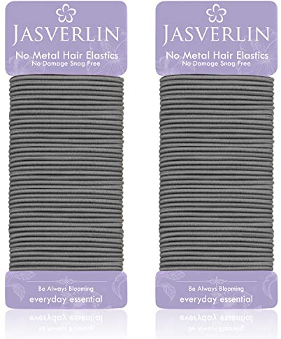 JASVERLIN Small Hair Ties Elastics, Snag Free No Metal Elastic Hair Bands for Girls Women Men, Thin Ponytail Holders Accessories Suit Fine to Medium Curly 2mm 80 Pcs (Gray) | Snag Free Thin Ponytail Holders, Teens Women Men Hair Bands, Thick Curly Styling Accessories