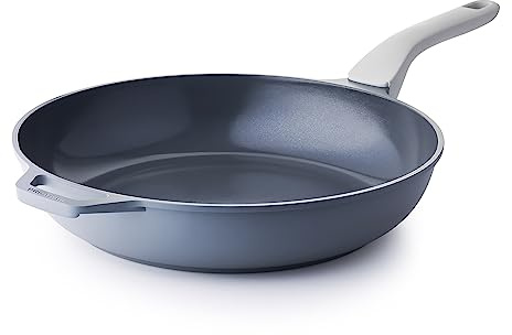 PRICUSIS Nonstick Ceramic Frying Pan, 12-Inch, Gray, Non Toxic, PTFE PFOA & PFAS Free, Induction Compatible