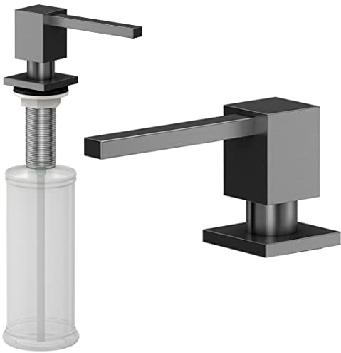 QUADRON Dispenser sapone EMMA Pvd-grafite 350ml Dispenser liquido per piatti, Dispenser sapone ricaricabile in metallo e plastica, Dispenser adatto per cucina, sapone per mani, shampoo